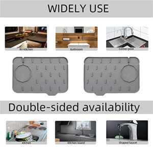 2-Pack Bytelive Silicone Sink Mat, Mini Sink Splash Guard and Soap Sponge Holder for Kitchen Countertop Protect with Self Draining Design (Gray+Gray, 8.3" x 5.7")