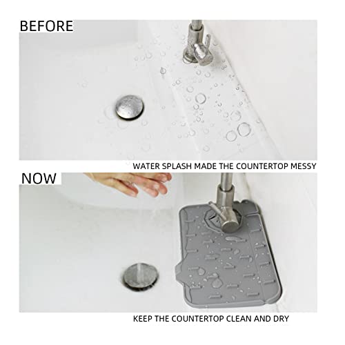 2-Pack Bytelive Silicone Sink Mat, Mini Sink Splash Guard and Soap Sponge Holder for Kitchen Countertop Protect with Self Draining Design (Gray+Gray, 8.3" x 5.7")