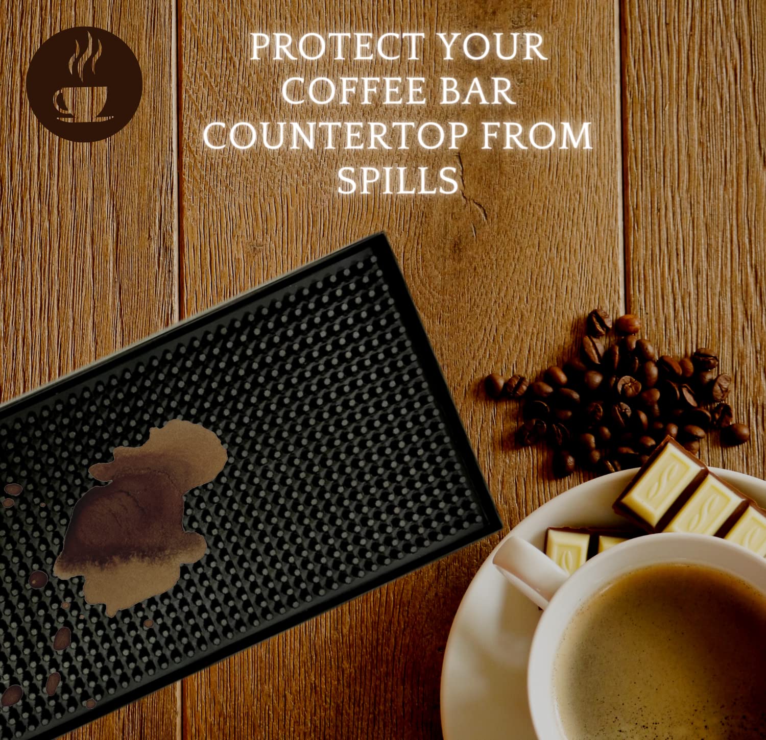 SYOLOS Premium Single Bar Mat 12 x 6 inches - Versatile and Durable Bar Mats for Countertop, Coffee Bar Mat, Glass Drying Mat - Non Toxic Bar Spill Mat