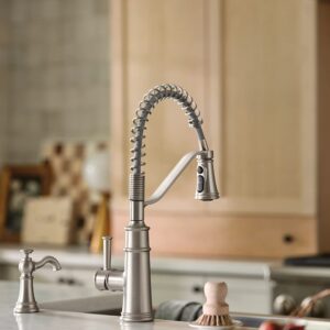 Moen 5927SRS Belfield One-Handle Pre-Rinse Spring Kitchen Faucet with Power Boost, Spot Resist Stainless