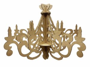 20'' wide cardboard chandelier model 2 | 5 branches | perfect decoration for ceiling | lightweight | made in usa | model 2