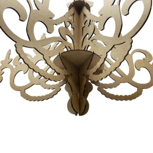 20'' wide Cardboard chandelier Model 2 | 5 branches | perfect decoration for ceiling | lightweight | made in USA | Model 2