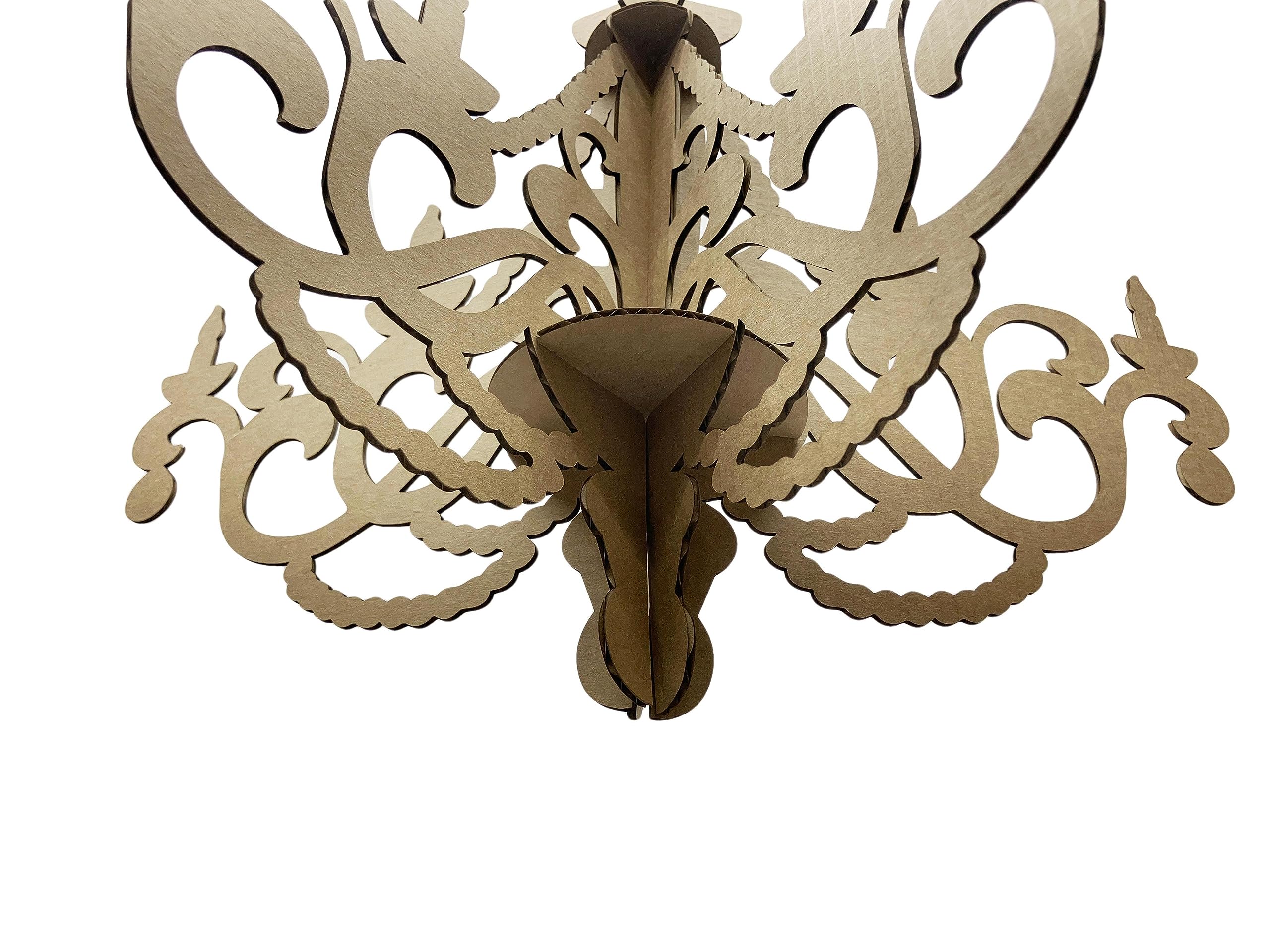 20'' wide Cardboard chandelier Model 2 | 5 branches | perfect decoration for ceiling | lightweight | made in USA | Model 2