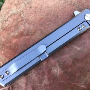 TACTICAL GEARZ Pocket Folding Knife w/Titanium Handle for EDC! D2 Steel Tanto Blade! (Tatsu Standard Blue)