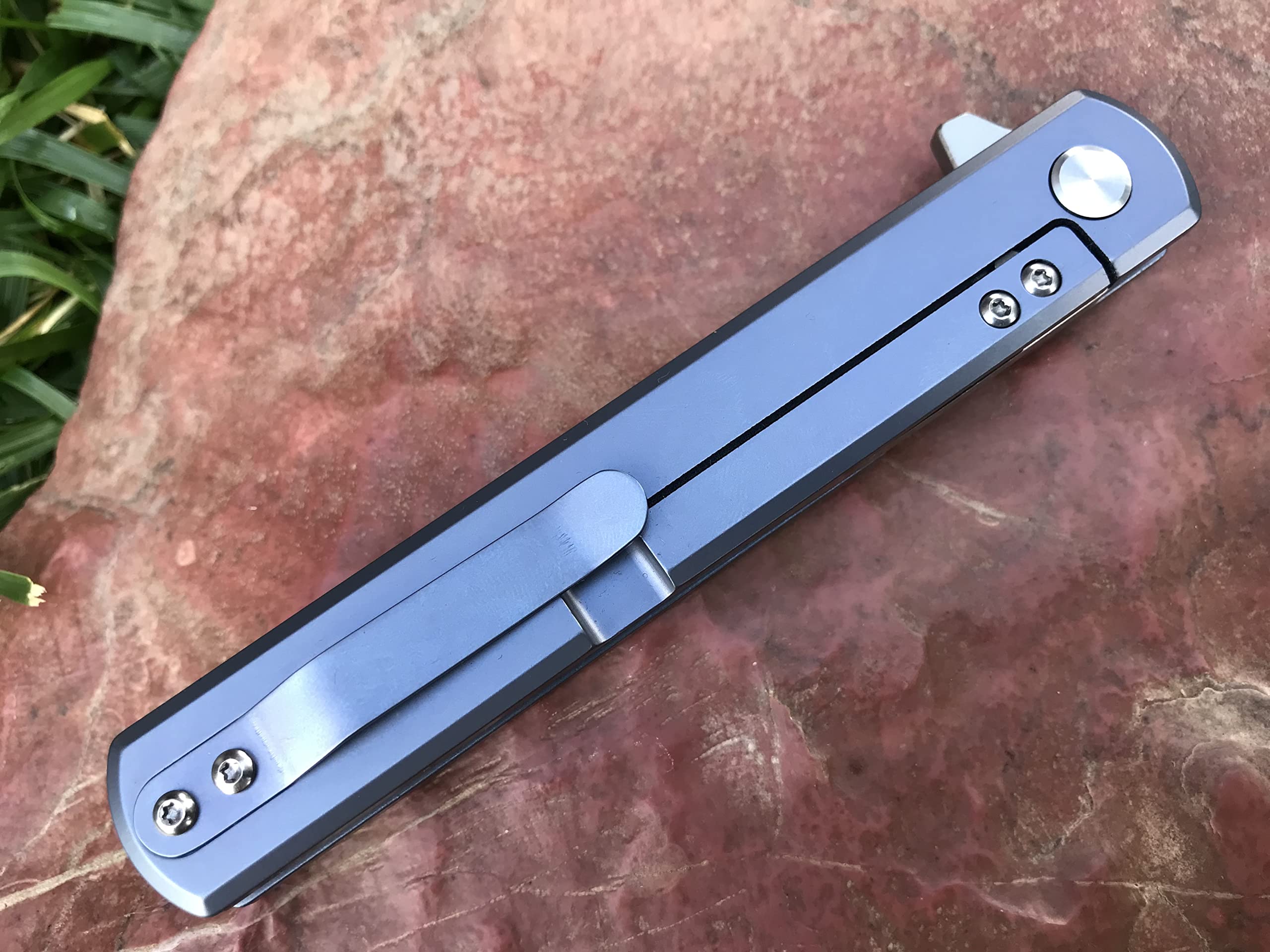 TACTICAL GEARZ Pocket Folding Knife w/Titanium Handle for EDC! D2 Steel Tanto Blade! (Tatsu Standard Blue)