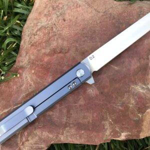 TACTICAL GEARZ Pocket Folding Knife w/Titanium Handle for EDC! D2 Steel Tanto Blade! (Tatsu Standard Blue)