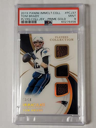 Football NFL 2019 Panini Immaculate Players Collection Prime Gold #37 Tom Brady PSA 9 MINT MEM 2/10 Patriots