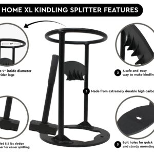 Blue Home XL Kindling Splitter — with 5.5 Lbs Sledge Hammer — Easy Portability — Manual Log Splitter (XL Kindling Splitter)