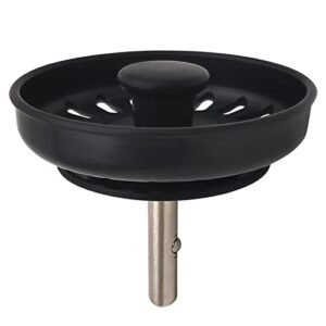 kitchen sink basket strainer replacement for eadot drains(esp21-01b/esp21-01w) for granite/fireclay/stainless steel kitchen sinks abs body and brass knob nut with rubber stopper (single, matte black)