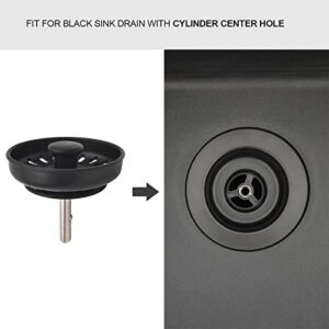 Kitchen Sink Basket Strainer Replacement for EADOT Drains(ESP21-01B/ESP21-01W) for Granite/Fireclay/Stainless Steel Kitchen Sinks ABS Body and Brass Knob Nut With Rubber Stopper (Single, Matte Black)