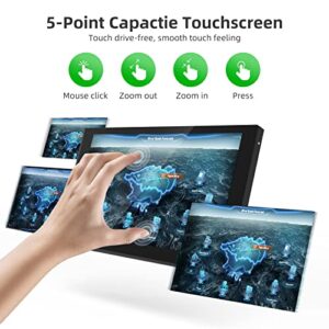 APROTII RasPi Screen, 7 inch 1024x600 IPS Portable Monitor, 5-Points Capacitive Touchscreen Display Mini HDMI Monitor for Laptop RasPi 4B 3B+3A+ & Banana Pi win7/8/10/11 & Game Consoles