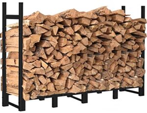 khordin 8ft firewood rack outdoor adjustable heavy duty wood rack fire wood holder for indoor storage fireplace metal lumber organizer wood stand stacker, black