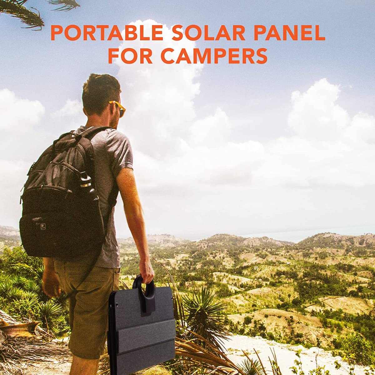 Manusage100W Portable Solar Panel Waterproof IP65 & Durable Cable for Jackery/Ecoflow/Bluetti/Goal Zero/Rockpals Power Station Suitable for Outdoor Camping