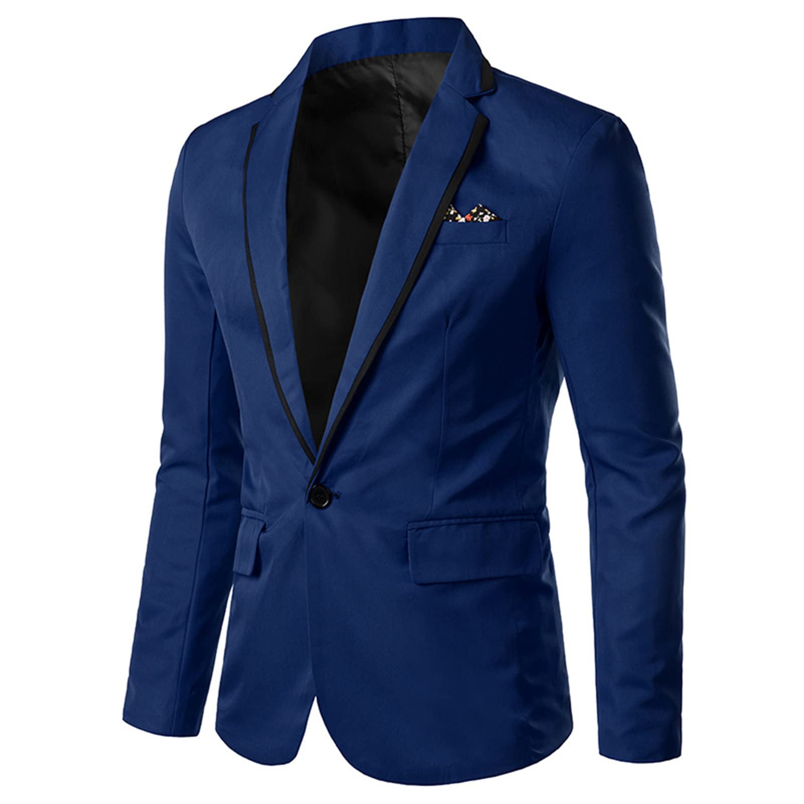 Men's One Button Casual Blazer Lightweight Slim Fit Business Daily Jacket Notched Lapel Party Dinner Sports Coat (Blue,X-Large)