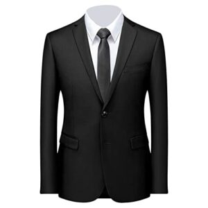 men's classic slim fit daily blazer one button lapel slim business jacket casual formal wedding party sport coat (black 2,small)