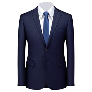 men's stylish slim fit daily blazer solid casual formal wedding party sport coat one button lapel business jacket (dark blue 2,small)