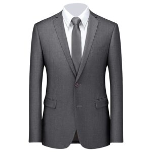 men's classic slim fit daily blazer one button lapel slim business jacket casual formal wedding party sport coat (grey 2,xx-large)