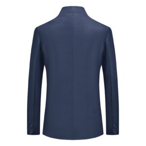 Men's Casual Slim Fit Blazer 3 Buttons Stand Collar Business Sports Coats Lightweight Single Breasted Prom Jacket (Dark Blue,X-Large)