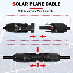 GELRHONR 14AWG Solar Panel Extension Cable,Solar Panel Female to Male Connectors Adaptor Kit for Solar Panels, Photovoltaic Systems(Red+Black) (14AWG 3M/9.8FT M to F)