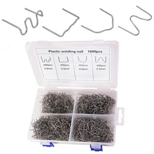 oimerry 1600pcs hot staples with storage box, plastic repair staples wave flat v m 4 types hot staples for hot stapler plastic wleding kit plastic welder
