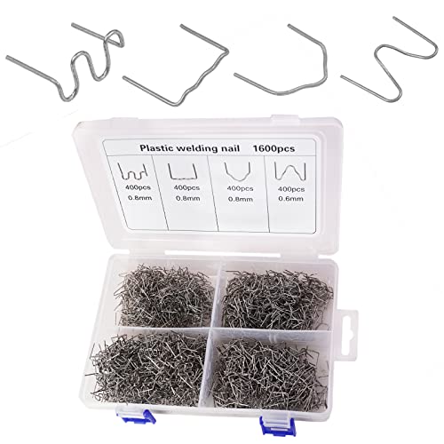 OIMERRY 1600PCS Hot Staples with Storage Box, Plastic Repair Staples Wave Flat V M 4 Types Hot Staples for Hot Stapler Plastic Wleding Kit Plastic Welder