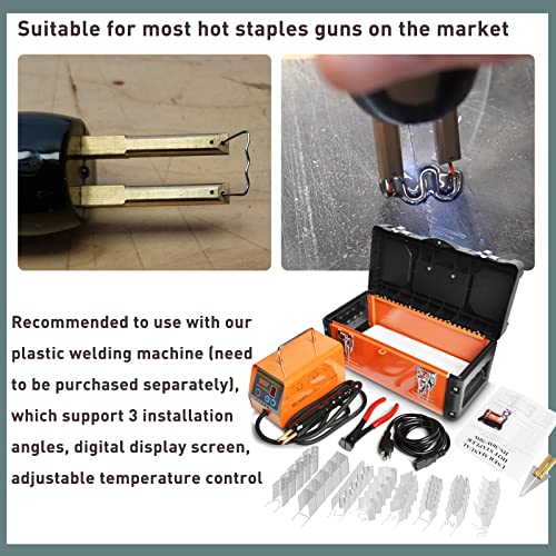 OIMERRY 1600PCS Hot Staples with Storage Box, Plastic Repair Staples Wave Flat V M 4 Types Hot Staples for Hot Stapler Plastic Wleding Kit Plastic Welder