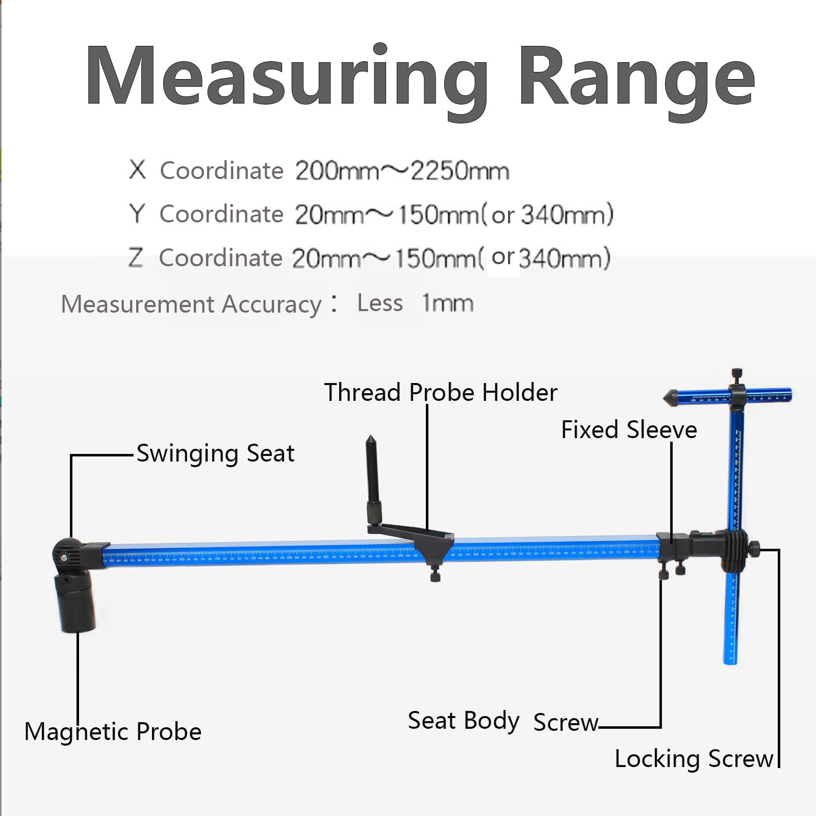 High Precision 2D Measuring System, Aluminum Alloy Universal Retractable Measuring Tool Tram Gauge Auto Body Frame Machine Repair Tool