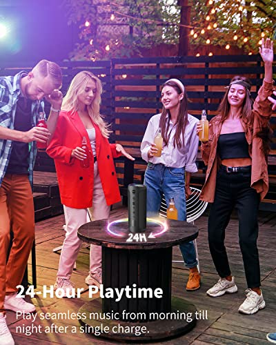 AUKTECH Bluetooth Speakers - Portable Bluetooth Speakers Wireless(100FT) with 20W Loud Stereo Sound, Deeper Bass, RGB Lights, IPX7 Waterproof, Handsfree Mic, 24H Playtime for Home Party Outdoors