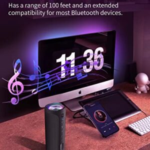 AUKTECH Bluetooth Speakers - Portable Bluetooth Speakers Wireless(100FT) with 20W Loud Stereo Sound, Deeper Bass, RGB Lights, IPX7 Waterproof, Handsfree Mic, 24H Playtime for Home Party Outdoors