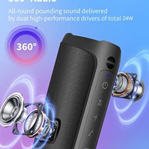 AUKTECH Bluetooth Speakers - Portable Bluetooth Speakers Wireless(100FT) with 20W Loud Stereo Sound, Deeper Bass, RGB Lights, IPX7 Waterproof, Handsfree Mic, 24H Playtime for Home Party Outdoors