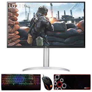 lg 32up550n-w 32" uhd hdr monitor with usb type-c bundle with deco gear mechanical gaming keyboard, deco gear wired gaming mouse and deco gear gaming mouse pad