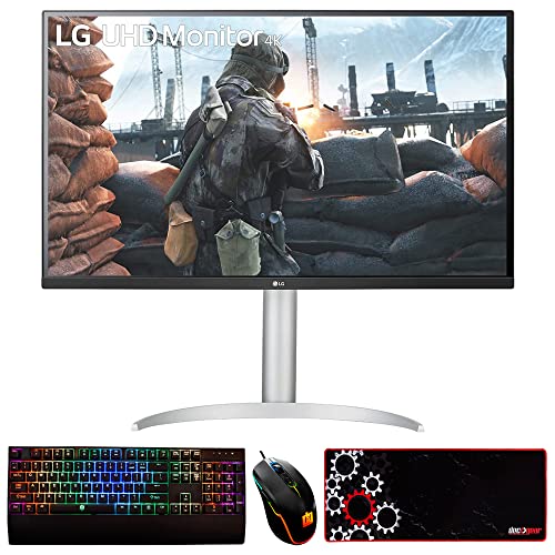 LG 32UP550N-W 32" UHD HDR Monitor with USB Type-C Bundle with Deco Gear Mechanical Gaming Keyboard, Deco Gear Wired Gaming Mouse and Deco Gear Gaming Mouse Pad