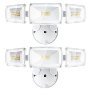 ustellar 55w flood lights outdoor, switch controlled led flood light outdoor 5500lm 5000k, ip65 waterproof exterior security light,outside spotight for garage eave yard 2 pack (white)