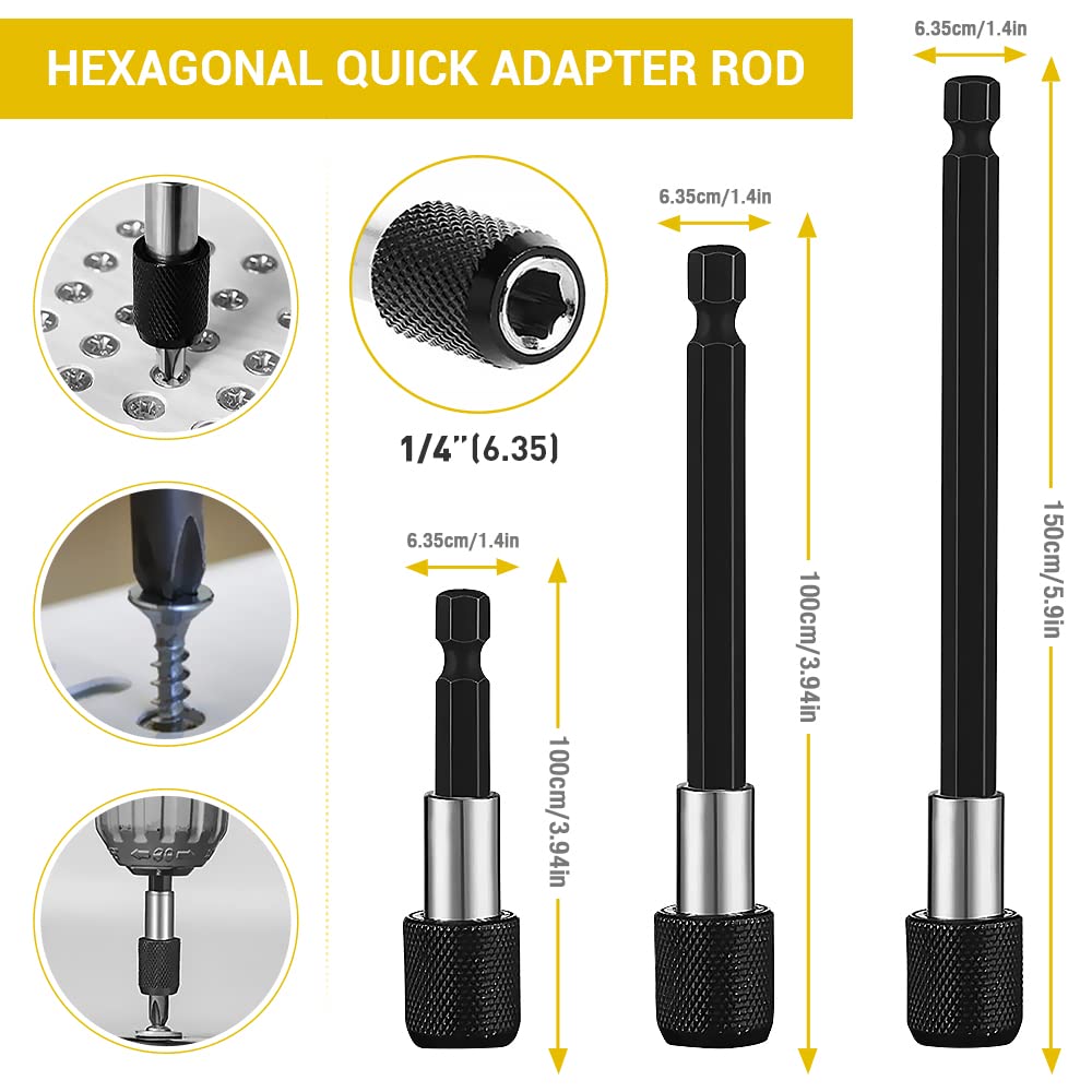 Flexible Drill Bit Extension Set 19pcs, Hex Shank 105°Right Angle Drill Bit Attachment, 3pcs Drill Bit Holder Extension, 1/4 3/8 1/2" Universal Socket Adapter, Screwdriver Bit Kit