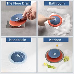 Musuger Shower Drain Stopper - Silicone Bathtub Drain Strainers, Hair Catcher Silicone Hair Stopper Shower Drain Covers, Easy to Install and Clean Suit for Bathroom Bathtub and Kitchen - 3 Pack