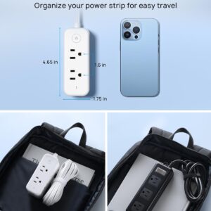 TROND Flat Extension Cord, 5ft Flat Plug Power Strip, 6 Wide Outlets and 3 USB Ports(1 USB C), 1440J Surge Protector, 3 Side Outlet Extender, Compact Desk Charging Station for Travel, Home, Office