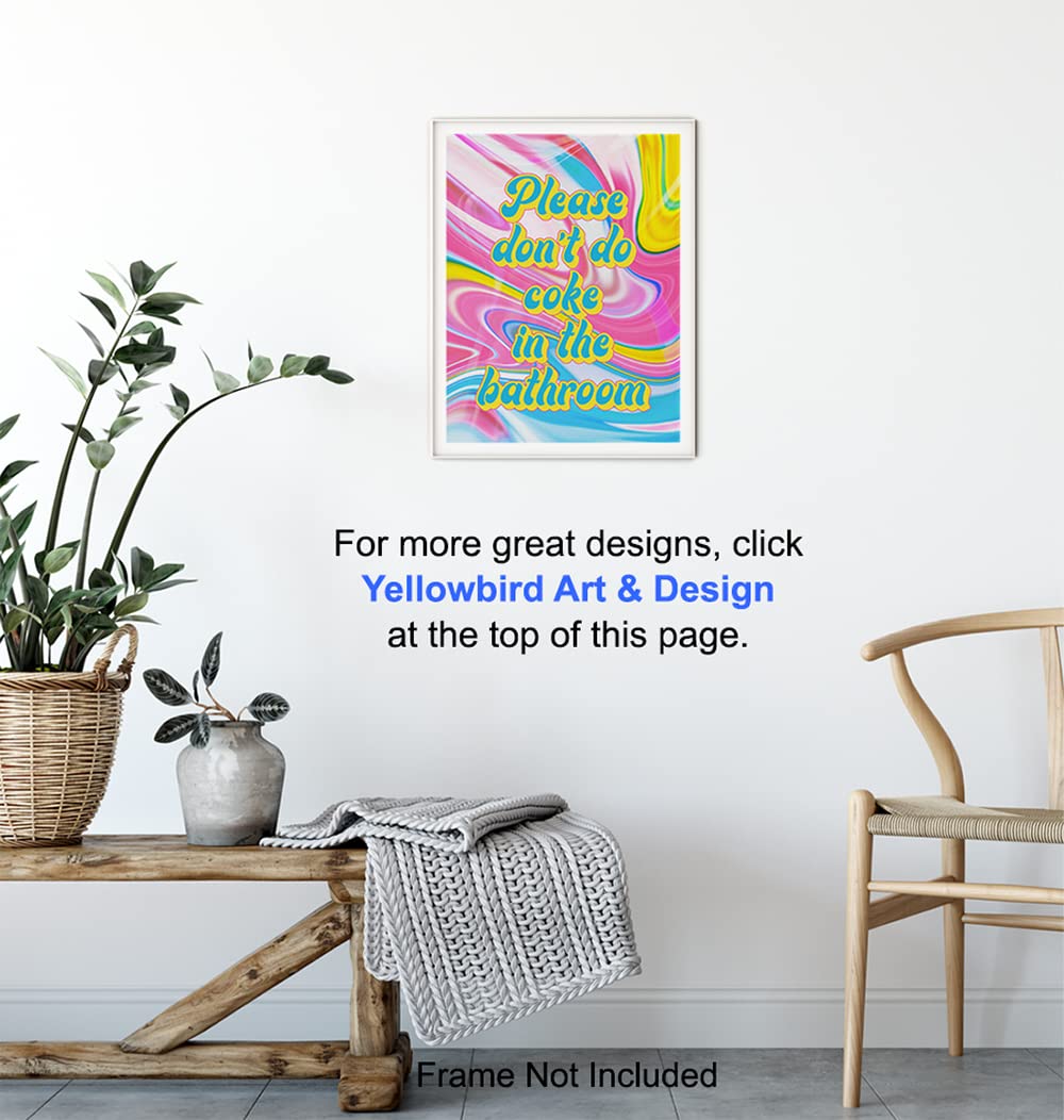 Hippie Trippy Bathroom Wall Art - Bath Wall Decor - Powder room Decor - Restroom Sign - Funny Bathroom Decor - Please Don't Do Coke In the Bathroom Poster - Psychedelic Room Decor - Dorm Room Decor