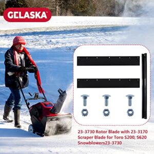 GELASKA 23-3730 Rotor Blade Paddles with 23-3170 Scraper Bar for Toro S-200, S-620, S200, S620 and Snow Master 20 Snowblowers