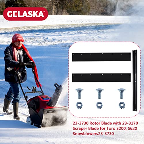 GELASKA 23-3730 Rotor Blade Paddles with 23-3170 Scraper Bar for Toro S-200, S-620, S200, S620 and Snow Master 20 Snowblowers