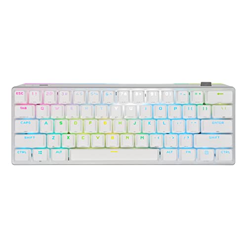 Corsair K70 PRO Mini Wireless RGB 60% Mechanical Gaming Keyboard - Fastest Sub-1ms Wireless, Swappable Cherry MX Brown Keyswitches, Aluminum Frame, PBT Double-Shot Keycaps - NA Layout, QWERTY - White