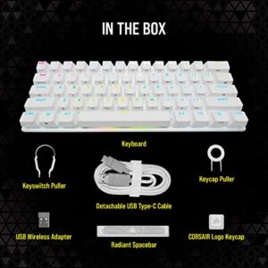 Corsair K70 PRO Mini Wireless RGB 60% Mechanical Gaming Keyboard - Fastest Sub-1ms Wireless, Swappable Cherry MX Brown Keyswitches, Aluminum Frame, PBT Double-Shot Keycaps - NA Layout, QWERTY - White