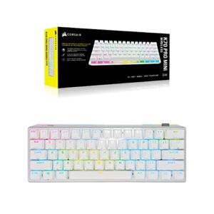 Corsair K70 PRO Mini Wireless RGB 60% Mechanical Gaming Keyboard - Fastest Sub-1ms Wireless, Swappable Cherry MX Brown Keyswitches, Aluminum Frame, PBT Double-Shot Keycaps - NA Layout, QWERTY - White