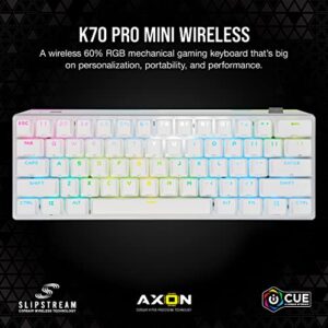 Corsair K70 PRO Mini Wireless RGB 60% Mechanical Gaming Keyboard - Fastest Sub-1ms Wireless, Swappable Cherry MX Brown Keyswitches, Aluminum Frame, PBT Double-Shot Keycaps - NA Layout, QWERTY - White