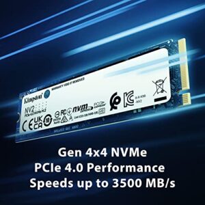 Kingston NV2 500G M.2 2280 NVMe Internal SSD | PCIe 4.0 Gen 4x4 | Up to 3500 MB/s | SNV2S/500G