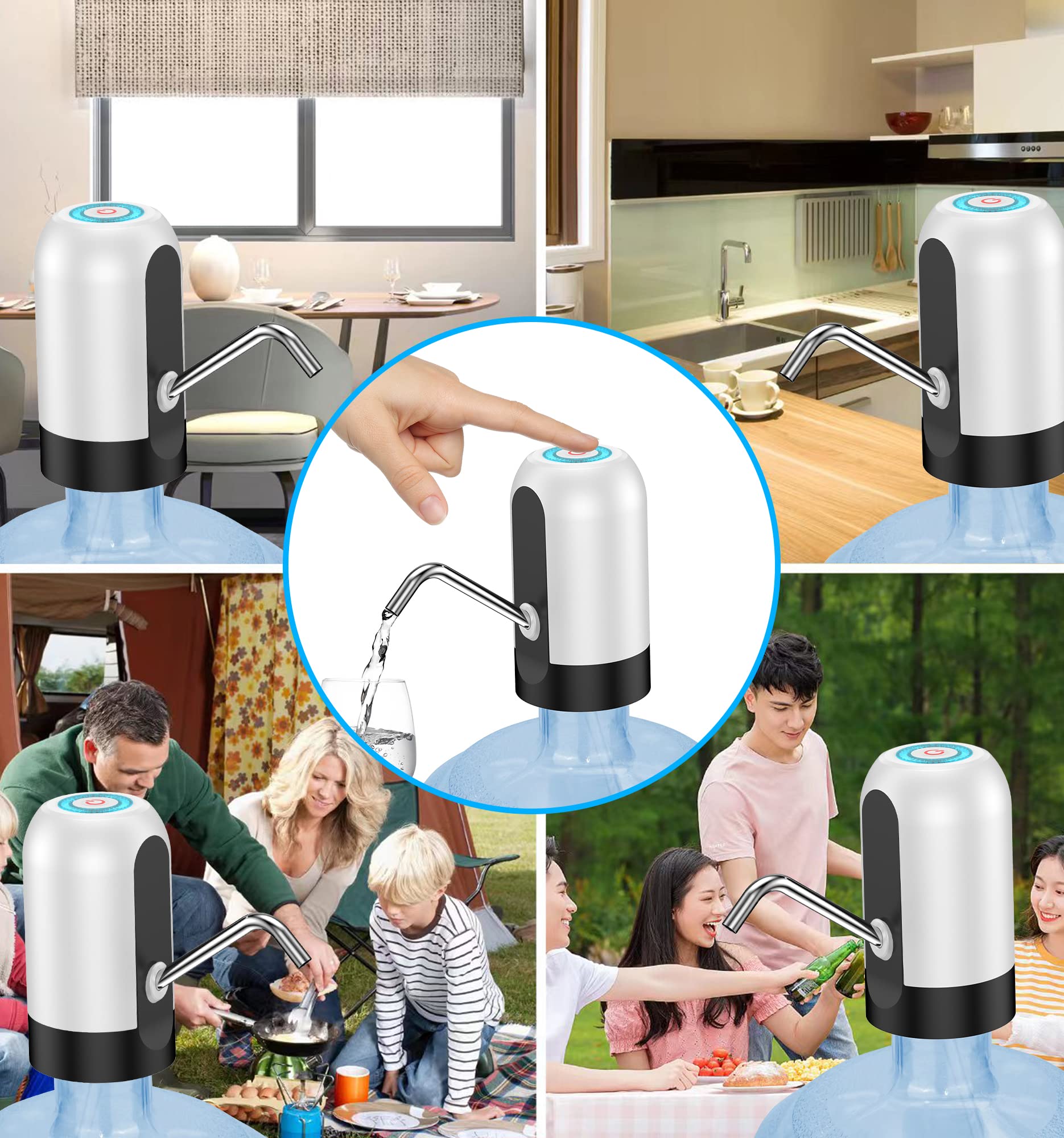 5 Gallon Water Bottle Dispenser USB Charging Automatic Drinking Electric Water Pump for Universal 3-5 Gallon Bottle Portable Water Dispenser Pump for Camping