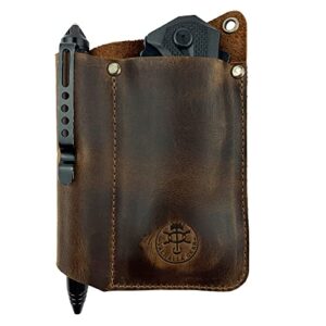 valhalla gear, tool holster handmade from full grain leather - multitool holder, knife sheath, camping & outdoor accessories - bourbon brown