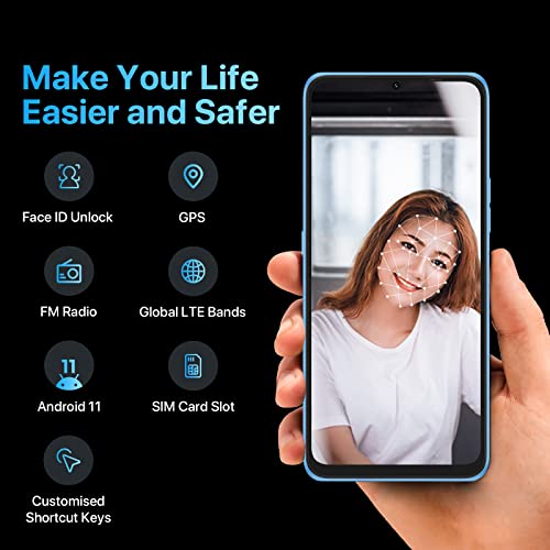 UMIDIGI Power 7S Cell Phone, 4GB+64GB 6150mAh Battery Unlocked Smartphone with 6.7" Full Screen + 16MP AI Triple Camera Android Smartphone