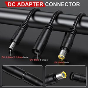 ELECTOP DC 8mm to 4X Adapter Connector Parallel Cable 14AWG Solar Charge Cable Compatible with Anderson XT60 DC 5.5mm DC 8mm Connector Port Adapter for Portable Power Station Solar Generator