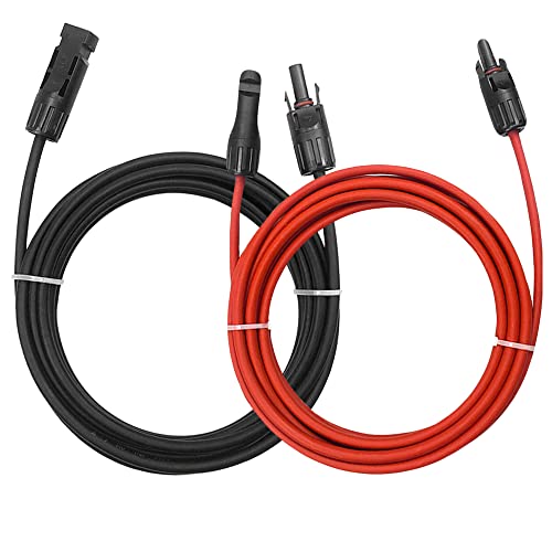 Fencia 40 Feet 10AWG Solar Extension Cable with Female and Male Connector, Solar Panel Extension Cable Wire Adapter Kit, with Extra Pair of Connectors, 1 Pair Red and Black (40Ft 10AWG)