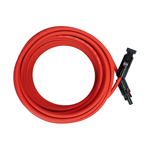 Fencia 40 Feet 10AWG Solar Extension Cable with Female and Male Connector, Solar Panel Extension Cable Wire Adapter Kit, with Extra Pair of Connectors, 1 Pair Red and Black (40Ft 10AWG)